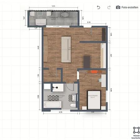 No 20 - Gemuetliche 2 Whg, Kueche, Balkon, Badewanne, Parkplatz Daire